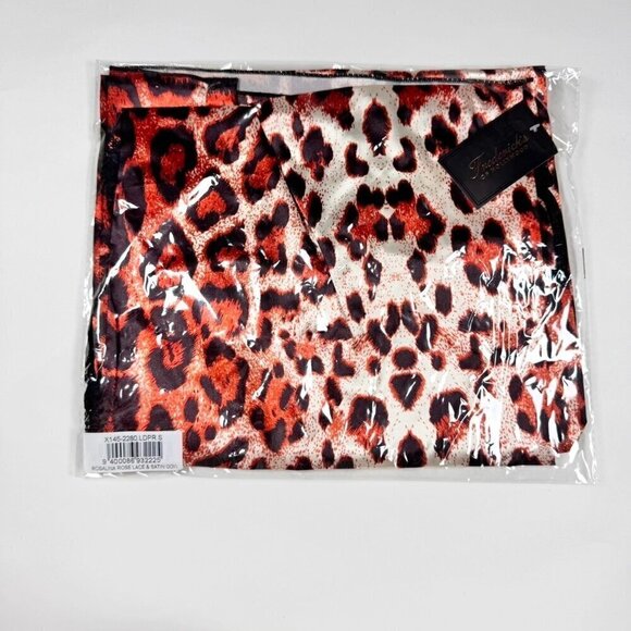 NWT Fredericks of Hollywood Satin Maxi Gown Sz.S Leopard Print Black Lace Sheer - Picture 6 of 10